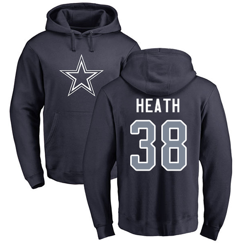 Men Dallas Cowboys Navy Blue Jeff Heath Name and Number Logo #38 Pullover NFL Hoodie Sweatshirts->nfl t-shirts->Sports Accessory